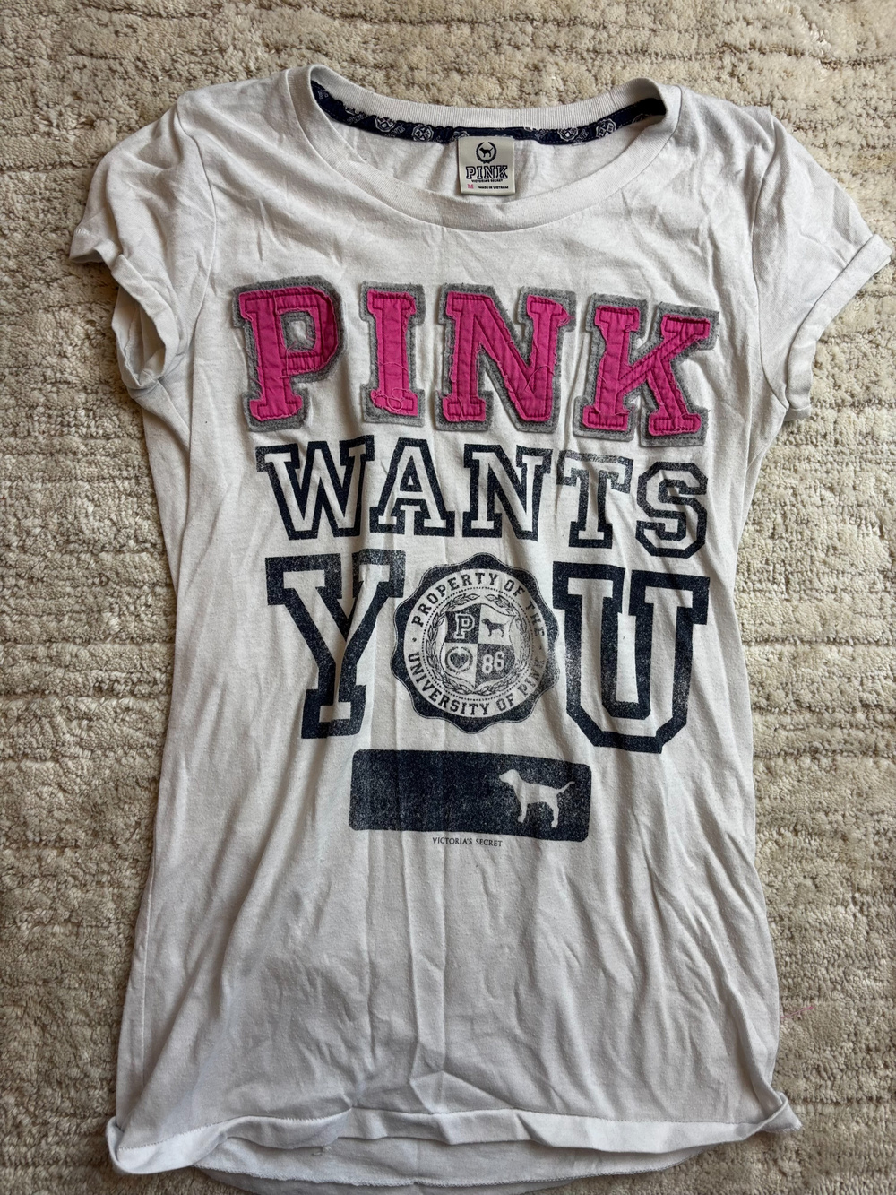 Pink Victoria's Secret Graphic T-Shirt Pink Wants You Size M